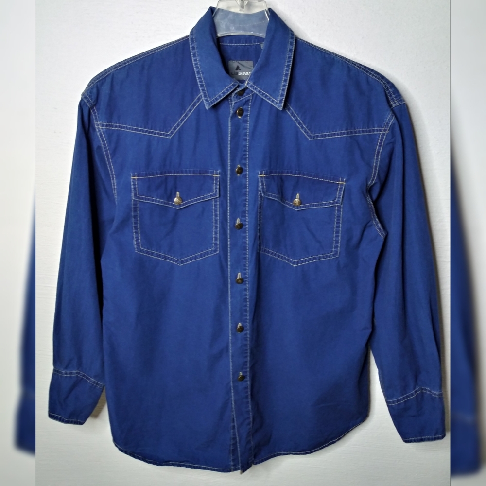 Liz Wear Denim Western Button Front Top M